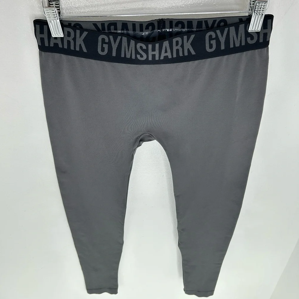 Gymshark Womens Leggings‎ Size Small Gray Midrise Logo Workout Activewear 27x25 - Picture 5 of 11